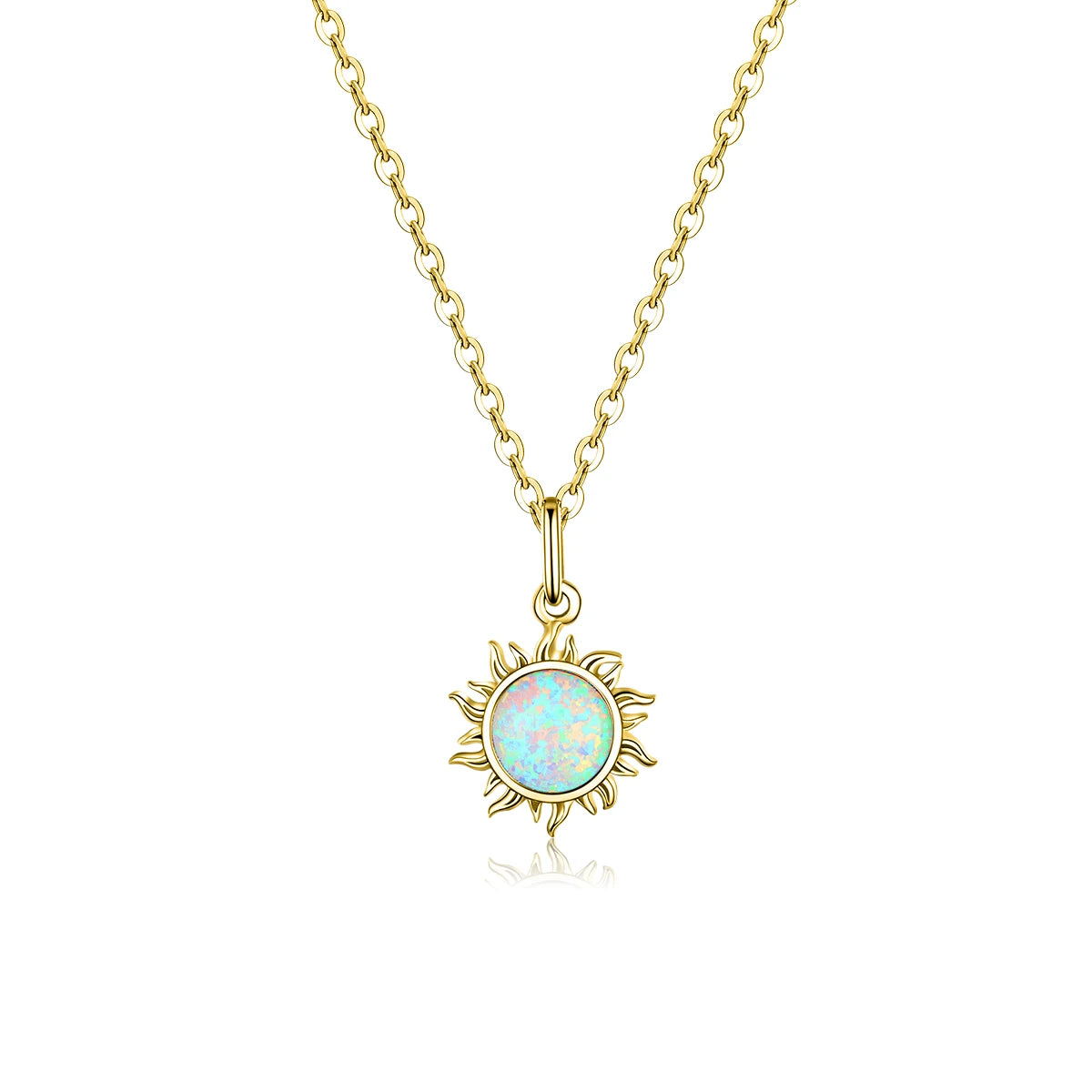 White Opal Sun Pendant Necklace Apollo 925 Sterling Silver