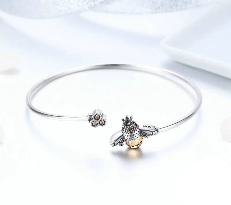 Crystal Yellow Bee Bangle 925 Sterling Silver