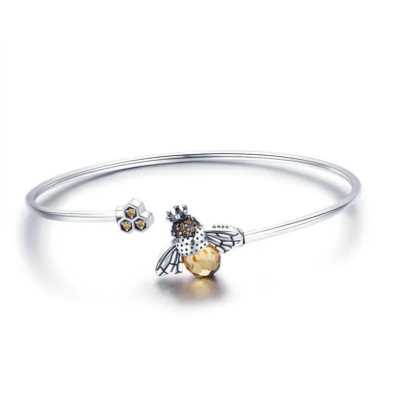 Crystal Yellow Bee Bangle 925 Sterling Silver