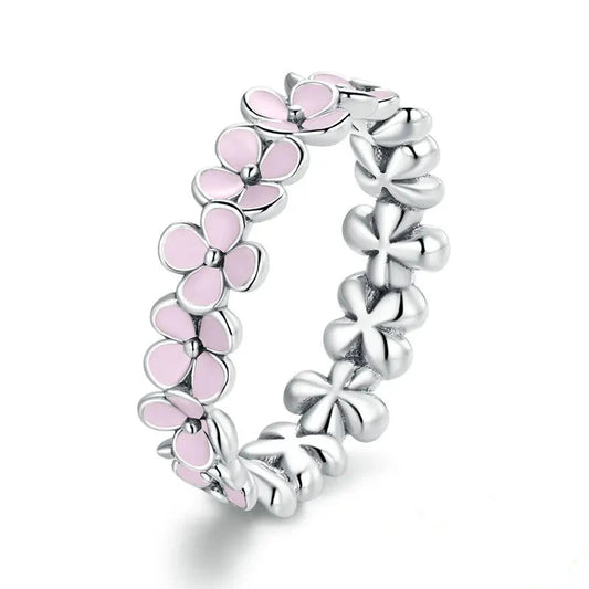 925 Sterling Silver Pink Wreath Ring