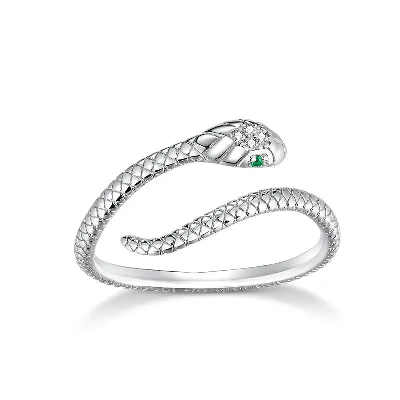 Green Zircon Retro Snake Ring