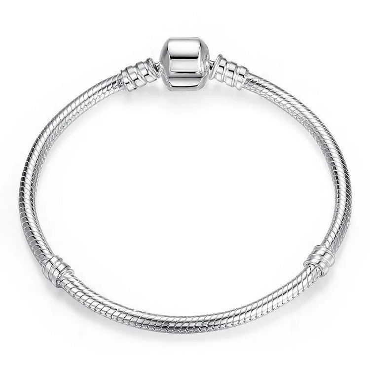 925 Sterling Silver Snake Charm Bracelet