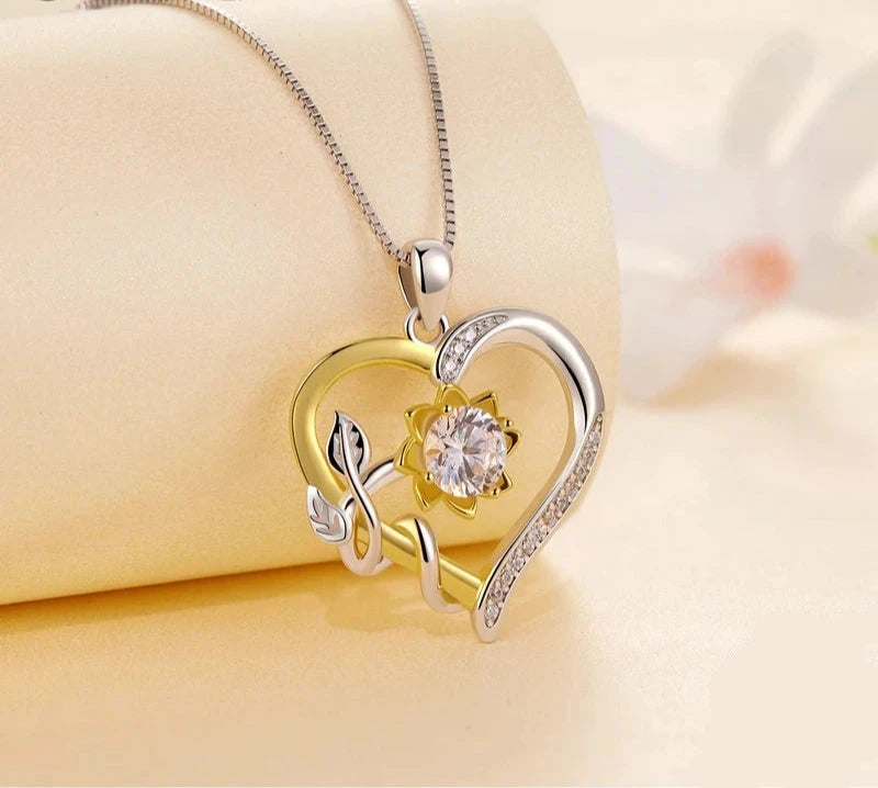 Necklace 1 Carat Real Moissanite Heart Shape Flower