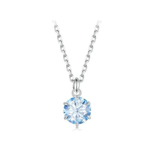 Necklaces White Gold Plated 925 Sterling Silver 1CT Blue Moissanite