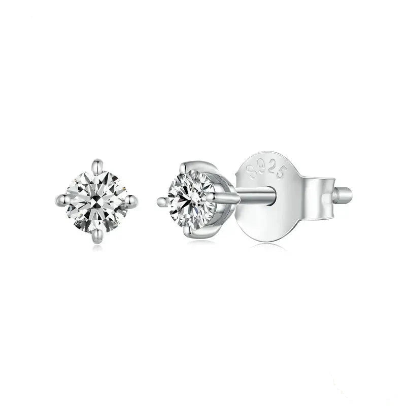 Round Moissanite Earring Stud 925 Sterling Silver