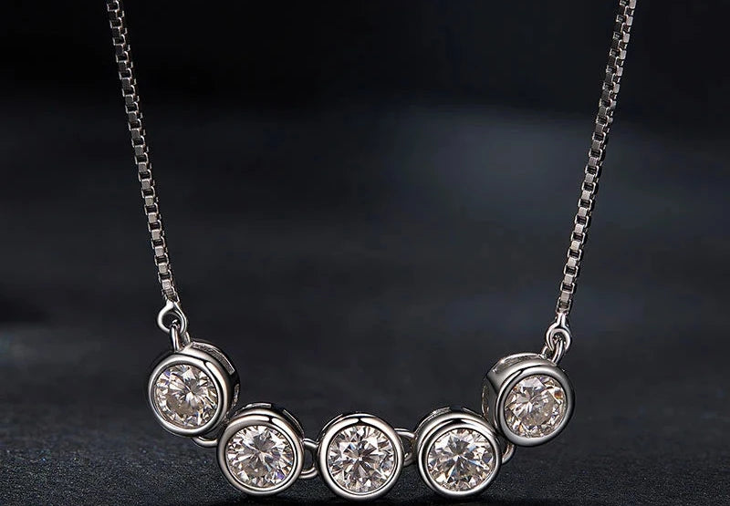 Necklace 925 Sterling Silver Brilliant Round Moissanite