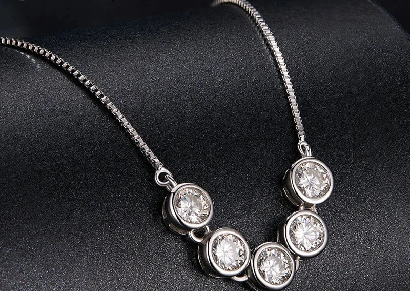 Necklace 925 Sterling Silver Brilliant Round Moissanite